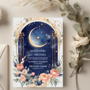 Blå Midsommar Natt Dröm Celestial Bröllop Inbjudningar