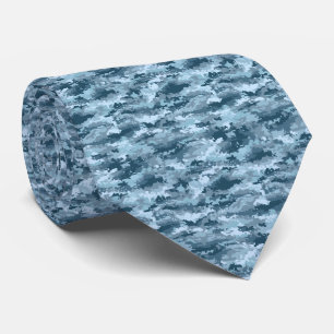 Blå militär pixlad kamouflage mönster slips