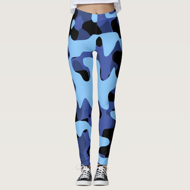 Blå militärkamouflage leggings (Framsida)