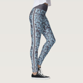 Blå militärkamouflage vit och blå rand leggings