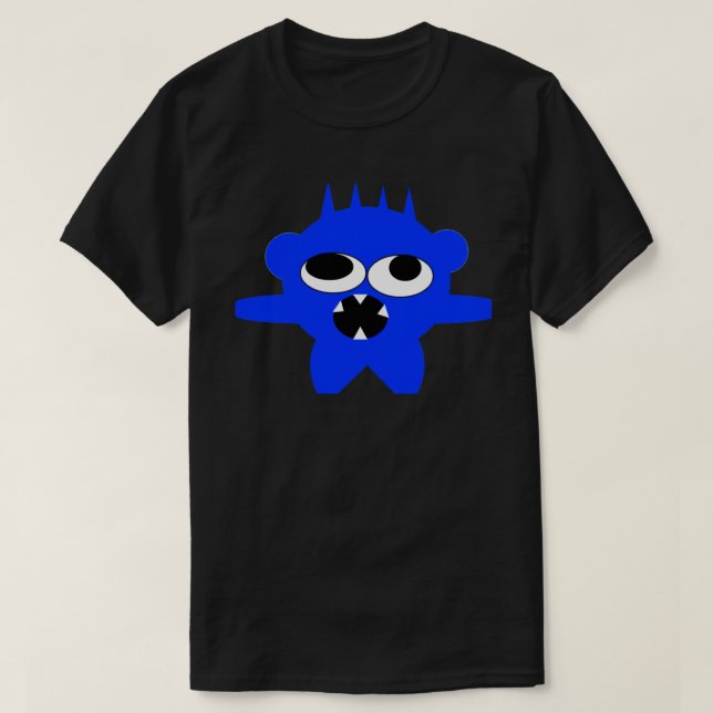 Blå Mini Monster Tee med Skullnskin Grafisk Design (Design framsida)