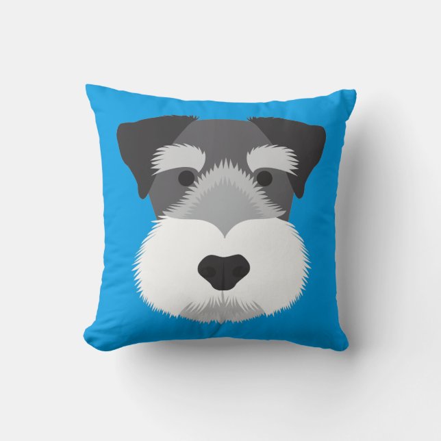 Blå Miniature Schnauzer Kudde (Framsida)