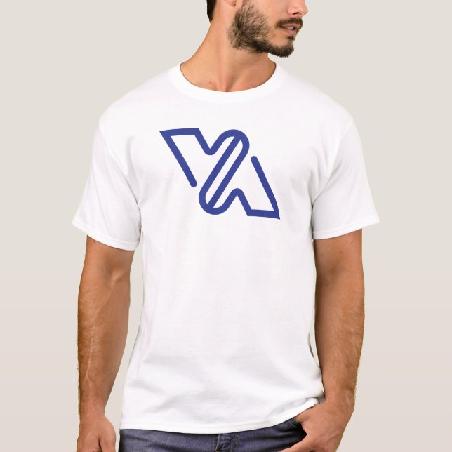 Blå Minimal Bokstav VA Classic  T Shirt (Framsida)