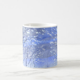 Blå Minimal Vinter Skog Vattenfärg Illustration Kaffemugg