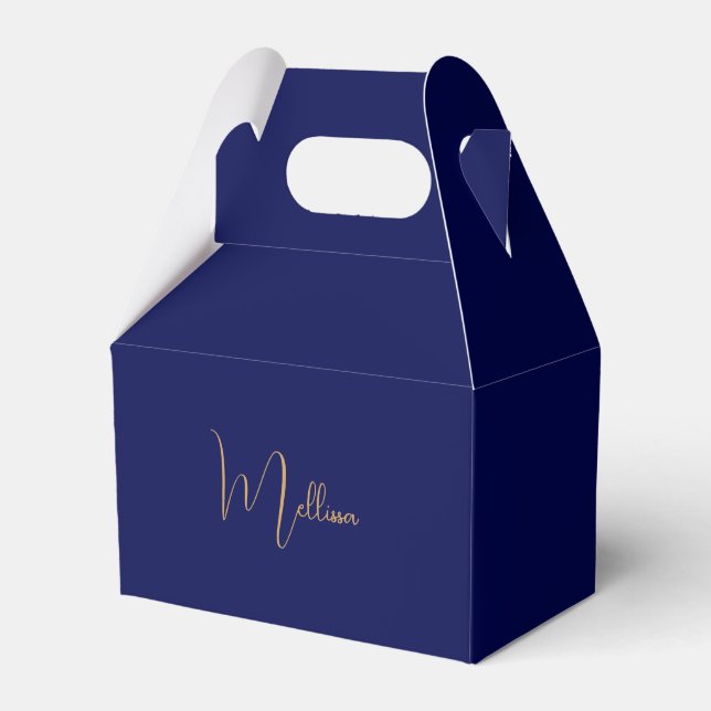 Blå minimalistisk anpassad namn  presentaskar (Framsidan Sidan)