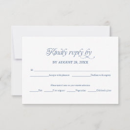 Blå minimalistisk bröllops-RSVP elegant svarskort OSA Kort