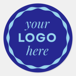 Blå minimalistisk logotyp cirkel dekal runt klistermärke