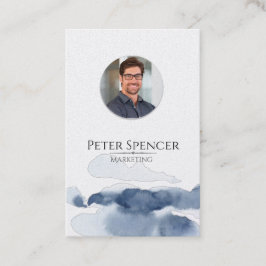 Blå, minimalistisk mall för Lodrät - foto enkel Visitkort