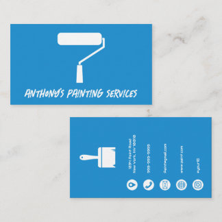 Blå Minimalistisk Målningsservice Företagskort Visitkort