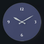 Blå minimalistisk stor klocka<br><div class="desc">Modern klocka har en minimalistisk design i en blå och vit färg-palett. En enkel design med vita siffror i blå bakgrund. Ett trendig till ditt kök, vardagsrum eller kontorsvägg, en tänkbar modern kontorsgåva eller en modern hemgåva till vilken tillfälle som helst. Du kan anpassa genom att använda fält eller anpassa...</div>