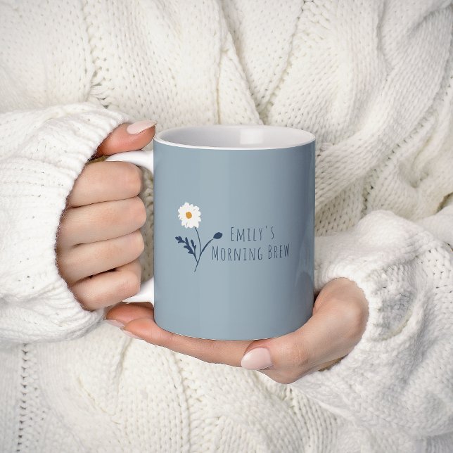Blå minimalistisk tusenskönast & text Modern bondg Kaffemugg (Skapare uppladdad)