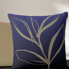 Blå minimalistisk vattenfärgsfärg Löv Dekorativ ku Kudde