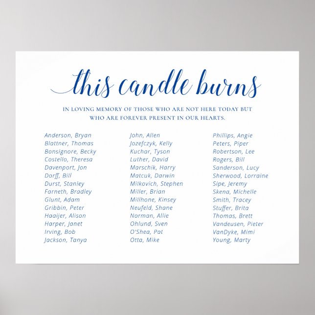 Blå Minneslykta För Klassåterträff Poster (Framsidan)