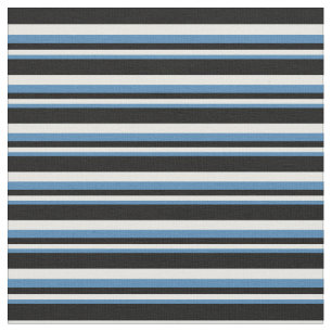 Blå, Mint Cream & Black Färgad stripe Mönster Tyg