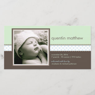 Blå Mint Sweet Pojke Birth Notice Meddelande