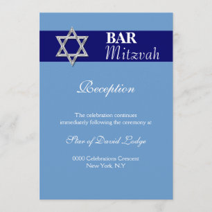 Blå mitzvah silver MOTTAGANDE Inbjudningar