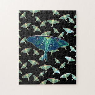 Blå mjölig ButterflyPuzzle Gift-ruta Pussel