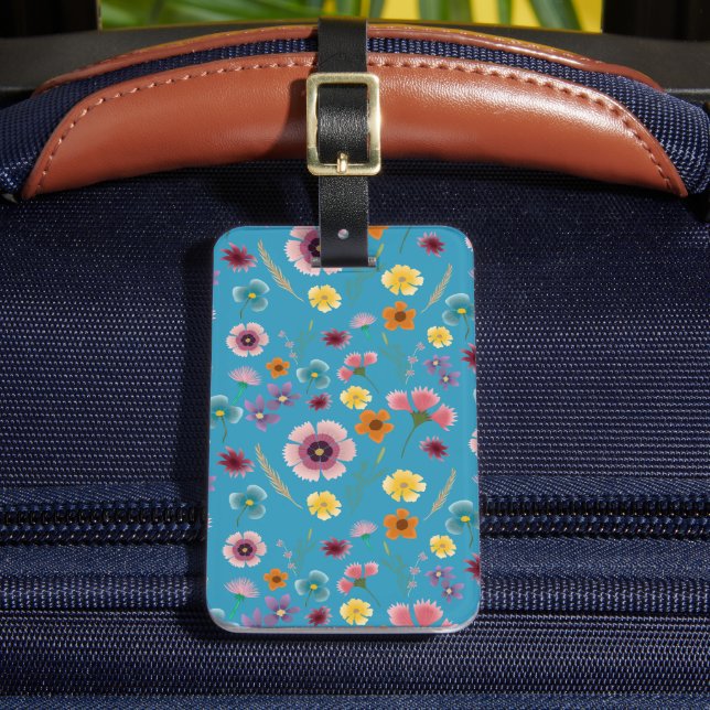 Blå mjöliga blommor - resetagg bagagebricka (Framsida Insitu 2)