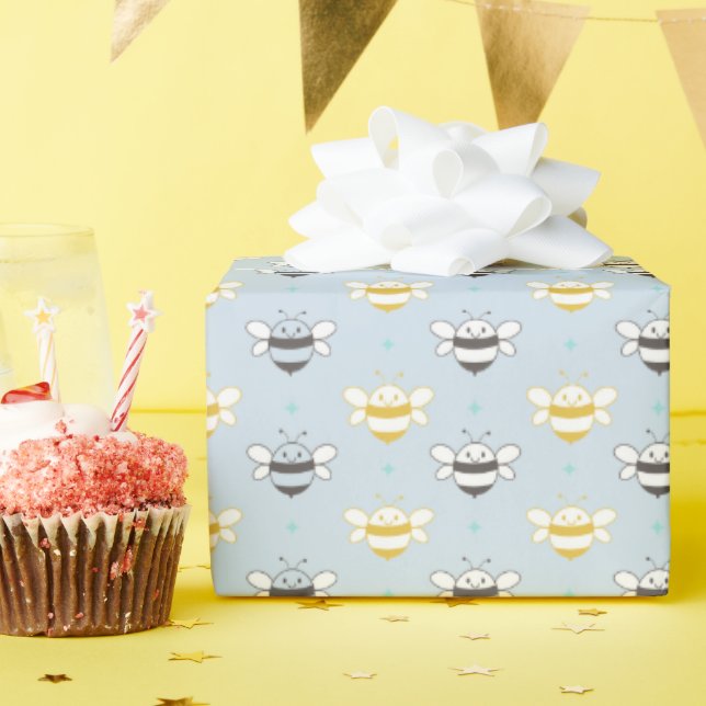 Blå mjölkande honungsbin presentpapper (Födelsedagsfest)