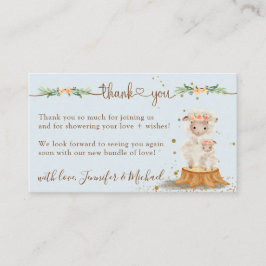 Blå mjuk lammfår, babyskor, Tack Tilläggskort