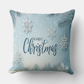 Blå Mjuk & Lugn Jul Snö Kristall Design-  Kudde