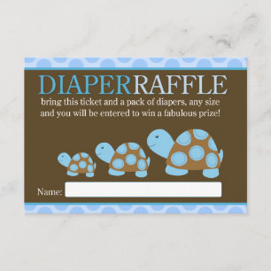 Blå Mod Turtles Baby Shower Diaper RaffCard Tilläggskort
