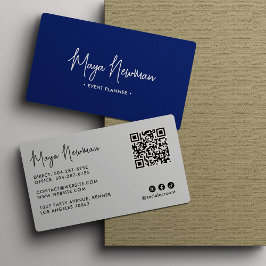 BLÅ  Modern Elegant Minimal QR-kod Professionell  Visitkort