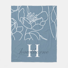 Blå Modern Elegant Vildblomma Namn Fleecefilt