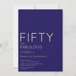 Blå Modern Femtio och Fantastisk 50-årsfest Inbjudningar