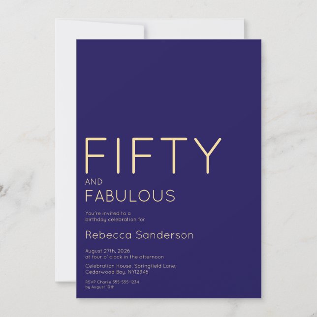 Blå Modern Femtio och Fantastisk 50-årsfest Inbjudningar (Framsida)