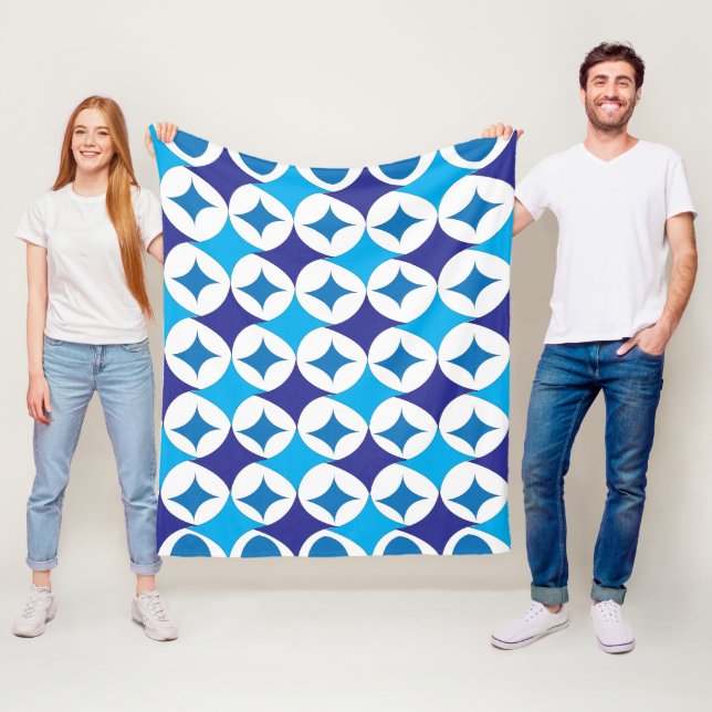 Blå Modern Geometrisk Fleecefilt (På plats)