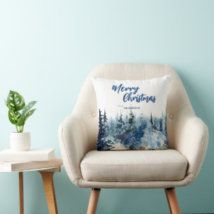 Blå Modern God jul träd-regnskog Kudde
