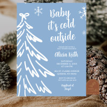 Blå Modern Minimalistisk Vinter Bebis Bebis Shower