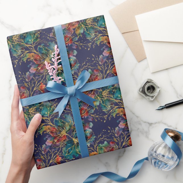 Blå modern multicolor med falskt glitter presentpapper (Gifting)