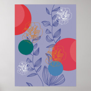 Blå modern trendig blomsterabstrakt konstnärlig af poster