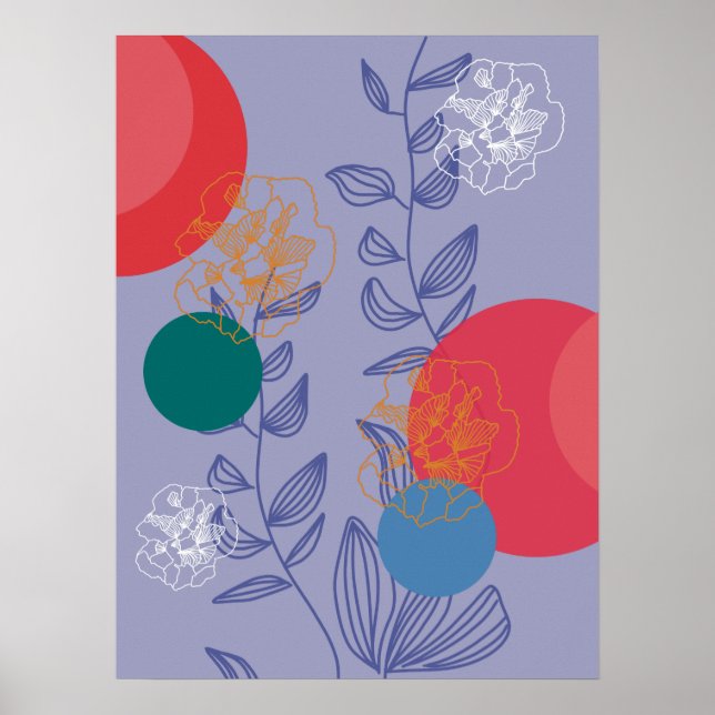 Blå modern trendig blomsterabstrakt konstnärlig af poster (Framsidan)