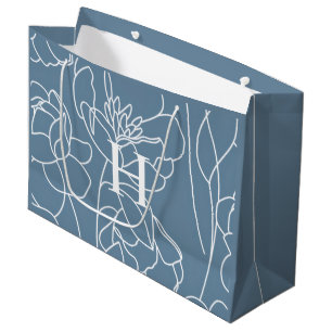 Blå Modern Vildblomma Monogram Namn