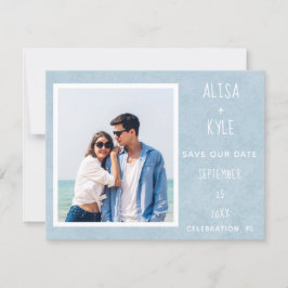 Blå Modernt Foto Spara Datum