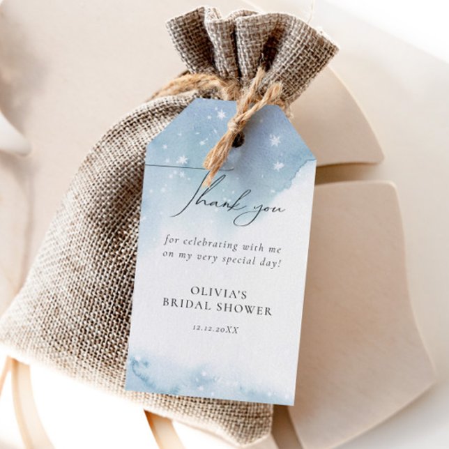 Blå Möhippa för vinterSnöflingor Presentetikett (Skapare uppladdad)