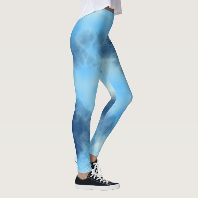Blå Moln Abstrakt Leggings (Höger)