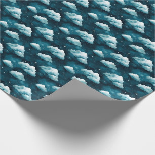 Blå moln och stjärnor på Mörk blått Presentpapper