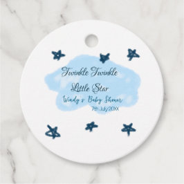 Blå moln, twinkle, lilla stjärnornas baby-sko gåvor etiketter
