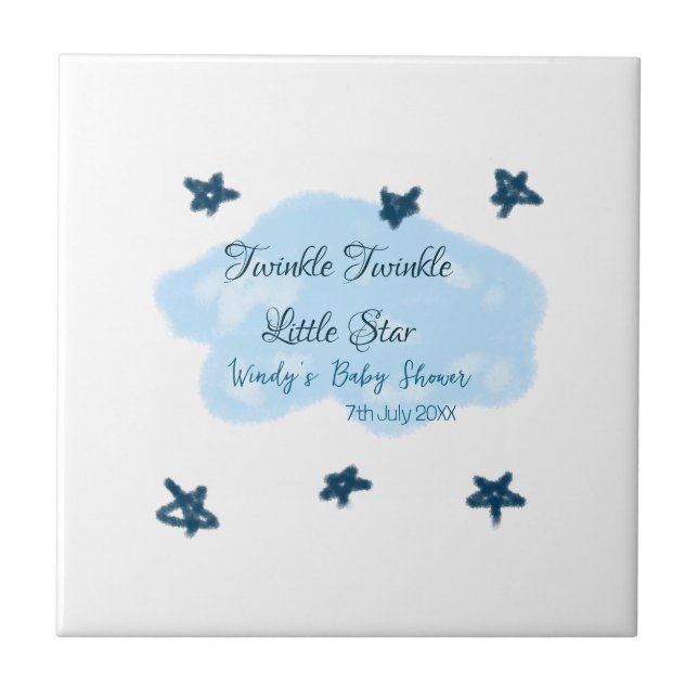Blå moln, twinkle, lilla stjärnornas baby-sko kakelplatta (Framsidan)