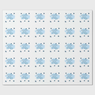 Blå moln, twinkle, lilla stjärnornas baby-sko presentpapper