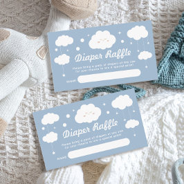 Blå molnstölder för babyskor Diaper Raffle Biljett Tilläggskort