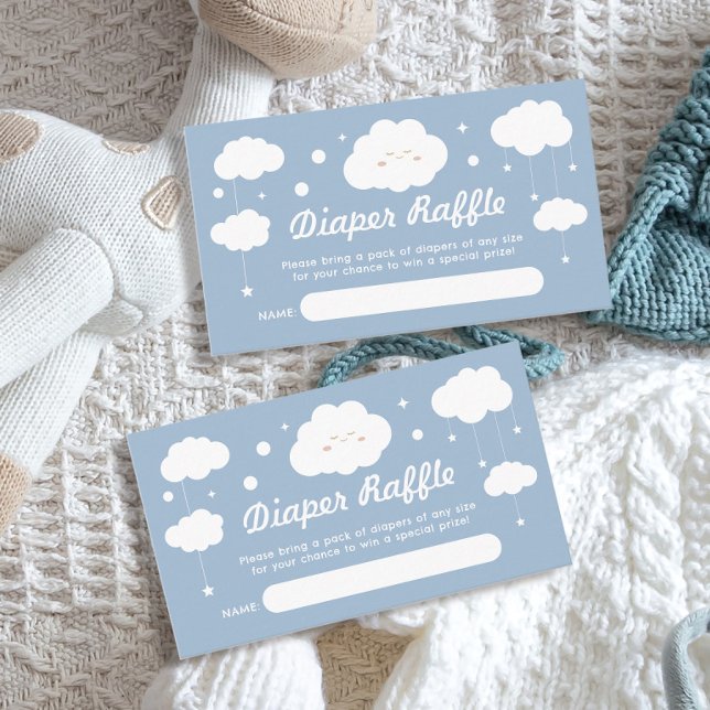 Blå molnstölder för babyskor Diaper Raffle Biljett Tilläggskort (Skapare uppladdad)