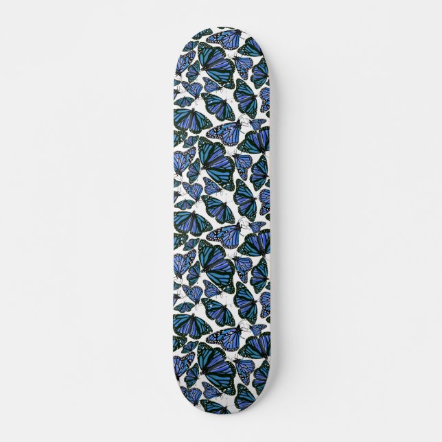 Blå monarch Butterflies Skateboard (Framsida)
