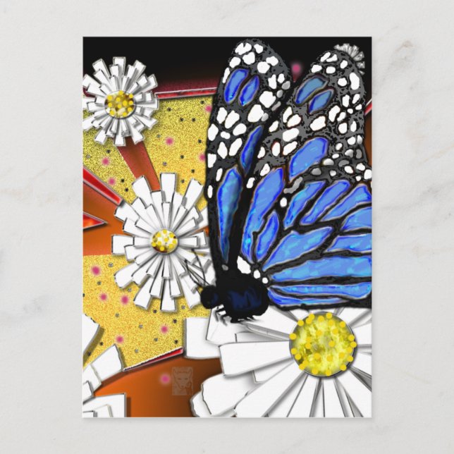 blå monark vykort (Framsida)