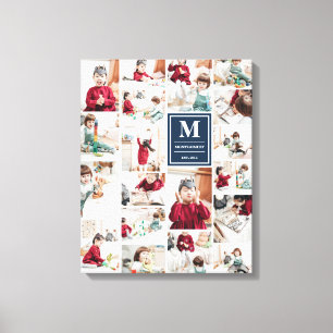 Blå monogram 19 Bilder fotokollage