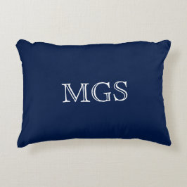 Blå monogram bomullskudde 16" x 12" prydnadskudde